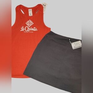 NWT FJ Golf Leisure Performance Knit Golf Skorts & Under Armour Tank Sz. MED